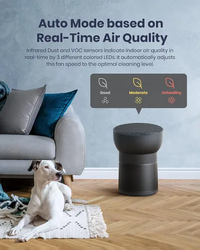 Miniatura 3 de TCL Breeva - Purificadores de aire A2 para dormitorio del hogar con ionizador de hasta 441 pies cuadrados, modo automático, filtro HEPA verdadero