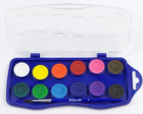 Miniatura 9 de Pelikan Juego de acuarela y pincel de plástico lavable junior, 12 colores, 1 cada uno (07501203), surtido