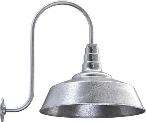 Steel Lighting Co. Luz grande para granero para exteriores, con cuello de cisne, fabricada en Estados Unidos con acero de calibre 18, cúpula de 20