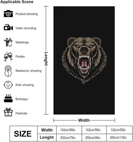 Miniatura 2 de Fondo de fotografía de oso pardo, accesorios para sesión de fotos, telón de fondo de pared para decoración de fiesta de estudio, 56 x 98 pulgadas