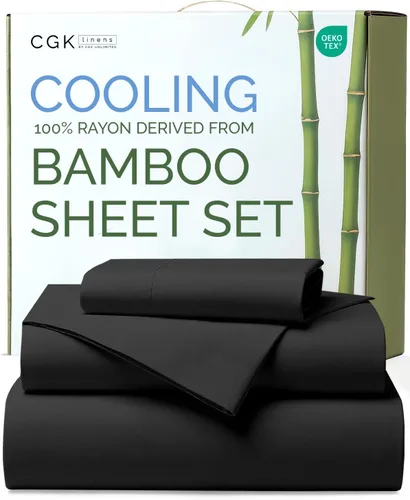 Miniatura 15 de Sábanas de bambú 100% rayón derivado de bambú, tamaño individual, sábanas refrescantes para individuales. Ropa de cama ultra suave, transpirable
