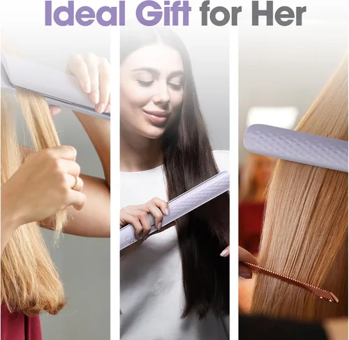 Miniatura 8 de Quico Plancha para el cabello, alisadora de cabello de viaje global de 110-240 V para mujeres, calentamiento rápido en 15 segundos, plancha plana