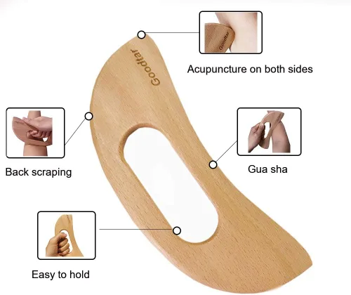 Miniatura 4 de Masajeador de celulitis de madera, herramienta de guasha corporal de madera para cuerpo Guasha Wood Stick Herramienta de masaje para drenaje