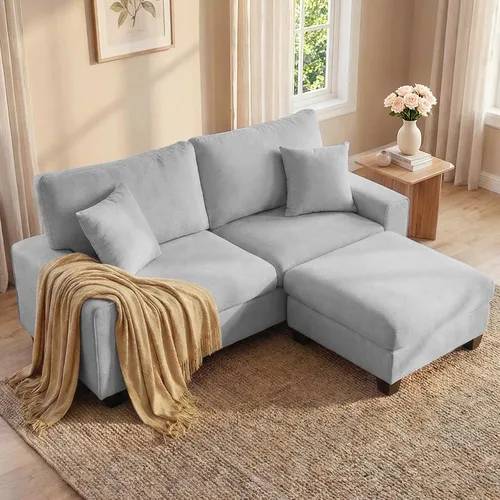 Miniatura 27 de DOPEDIO Sofá biplaza moderno para sala de estar, sillón reclinable de chenilla, funda extraíble, cojines de resorte, marco de madera maciza, fácil