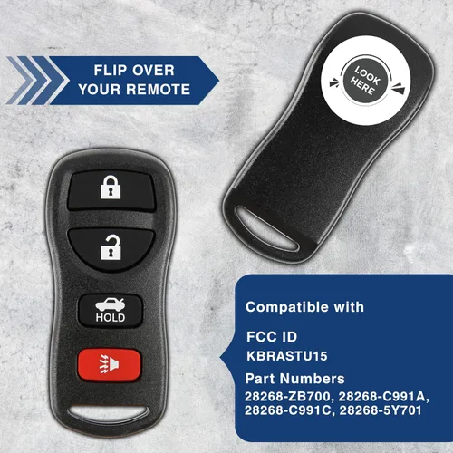Miniatura 5 de KeylessOption Llavero para 2002 2003 2004 2005 2006 2007 2008 2009 2010 2011 2012 2013 2014 2015 2016 2017 Nissan Altima Maxima Sentra Infiniti Negro