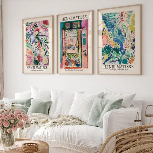 Miniatura 19 de Henri Matisse - Juego de 3 impresiones artísticas de pared de Matisse para decoración de pared, póster estético de lienzo colorido abstracto rosa