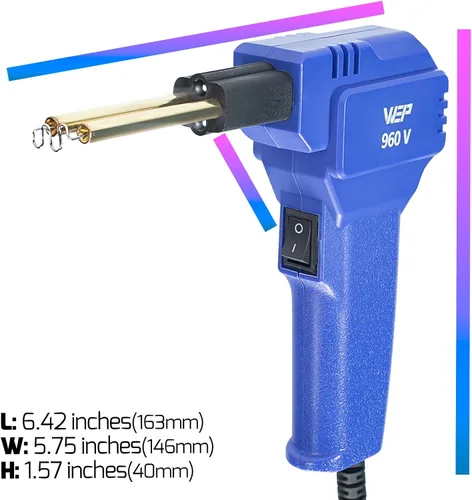 Miniatura 3 de Kit de soldador de plástico WEP 960-V 110V con luces LED con 200 grapas calientes y alicates para soldadura de plástico de parachoques de coche, Azul