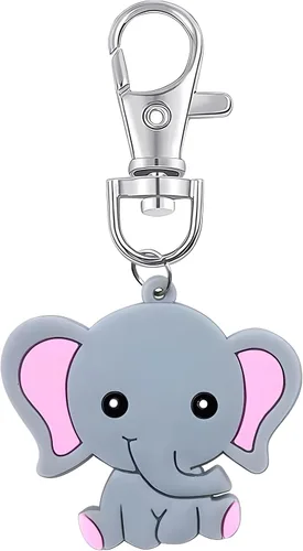 Miniatura 2 de Paquete de 20 llaveros de elefante rosa para adultos + etiquetas Kraft de agradecimiento para fiesta temática de elefantes, suministros de fiesta