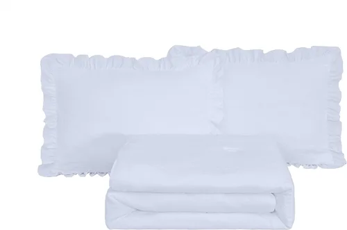 Miniatura 9 de Chezmoi Collection Sinclair - Juego de colcha de 3 piezas con falda con volantes, estilo campestre francés chic, tamaño King, color blanco