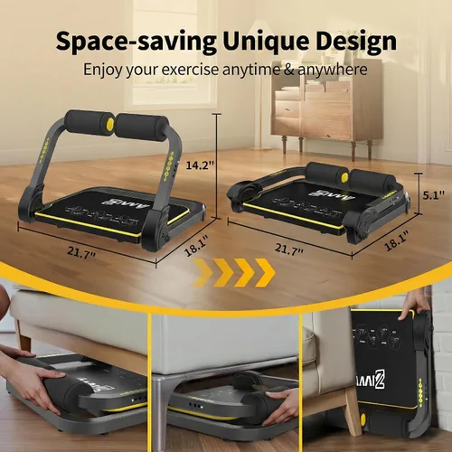 Miniatura 3 de ZIWWVY Máquina de abdominales plegable, banco ajustable para gimnasio en casa, capacidad de 300 libras, equipo de entrenamiento portátil