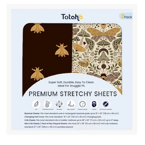 Miniatura 12 de TotAha Jungle Animal Sábana Mini para Cuna, Sábanas Elásticas Premium Ajustables para Mini Cunas Portátiles Corralitos, Sábana Pack N Play de Punto