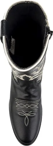 Miniatura 5 de TuffRider Botas occidentales florales negras para niños pequeños, color negro, con calcetines a rayas surtidos