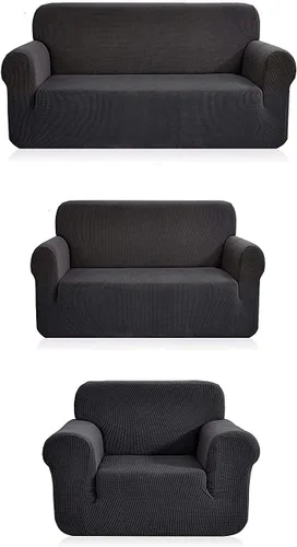 Miniatura 4 de Luxury Home Juego de fundas protectoras para sofá, elastano elástico, antideslizante, para muebles de 3/2 cojines