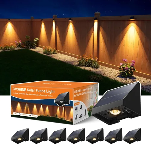 Miniatura 12 de Paquete de 16 luces solares para valla de montaje en pared para exteriores, decorativas, impermeables, para terraza, escaleras exteriores, jaula