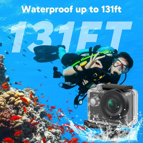 Miniatura 4 de Cámara de acción AKASO EK7000 4K30fps con tarjeta de memoria MicroSDXC U3 de 64GB, kit de accesorios ultra HD, cámara sumergible resistente al agua