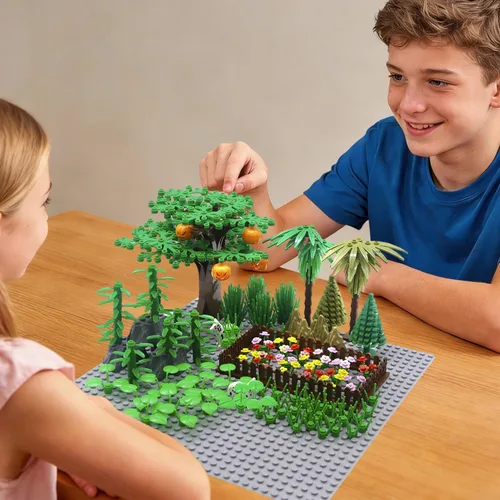 Miniatura 2 de BroTex Plantas Accesorios de Árbol Selva – Partes Botánicas Ladrillos Flor Hoja Bosque Flor Plantas Piezas Juego de Bloques de Construcción