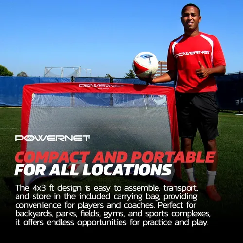 Miniatura 6 de PowerNet Popup - Red portátil para porterías de fútbol, 2 porterías con bolsa de transporte, marco ligero duradero, configuración rápida, fácil