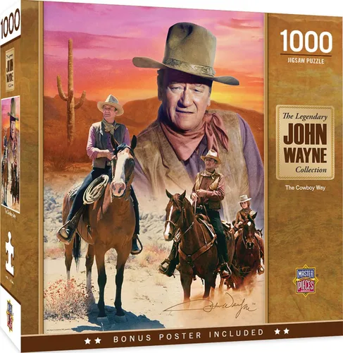 Miniatura 10 de MasterPieces Rompecabezas de 1000 piezas de John Wayne para adultos, familia o jóvenes, diseño de vaquero de Estados Unidos, 19.25 x 26.75 pulgadas