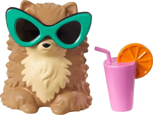 Miniatura 3 de Barbie Muñeca extra y accesorios con coletas largas y lazos para el pelo arcoíris en pantalones cortos y encogimiento de hombros peludo
