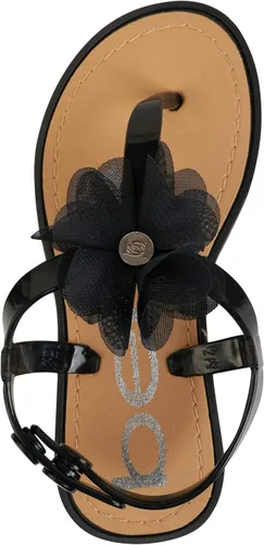 Miniatura 5 de bebe Sandalias para niñas zapatos de vestir planos de verano con punta abierta, sandalias con hebilla a presión con diseño de flores de gasa y suela