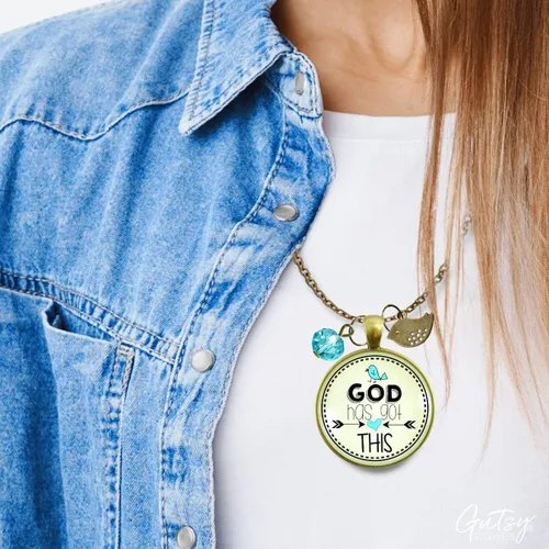 Miniatura 36 de Gutsy Goodness Faith He Cares - Collares hechos a mano con mensaje para mujer cristiana
