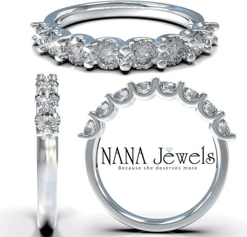 Miniatura 2 de NANA Jewels Anillos de boda de diamantes de imitación de 1.00 quilates, alianza de aniversario, conjuntos de boda para mujeres en plata, 10K o 14K