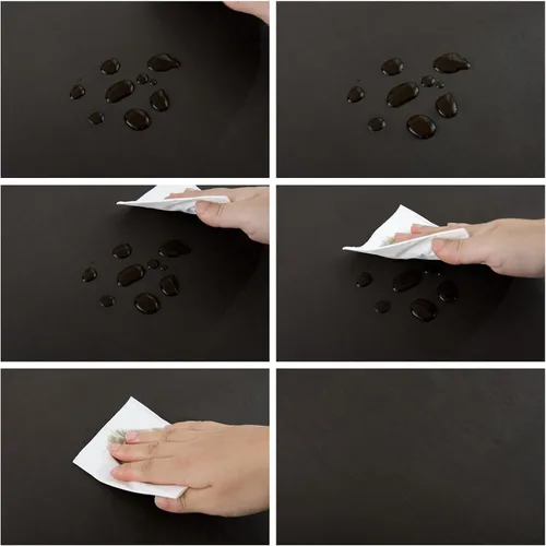 Miniatura 3 de LIBERECOO Mantel de vinilo con reverso de franela, negro sólido, impermeable, resistente a las manchas, mantel de mesa fácil de limpiar