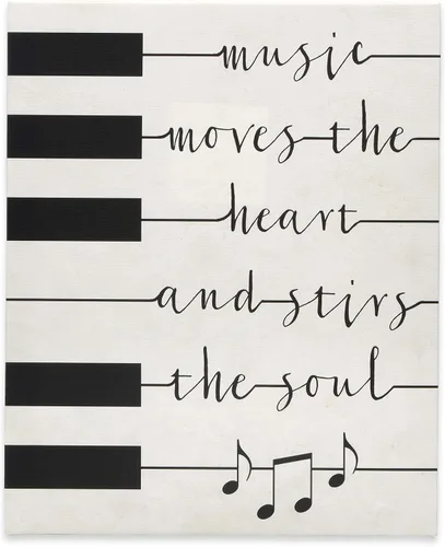 Open Road Brands Lienzo Decorativo de Pared con Cita Musical de Teclas de Piano Enmarcado en Galería - La Música Mueve el Corazón y Agita el Alma -
