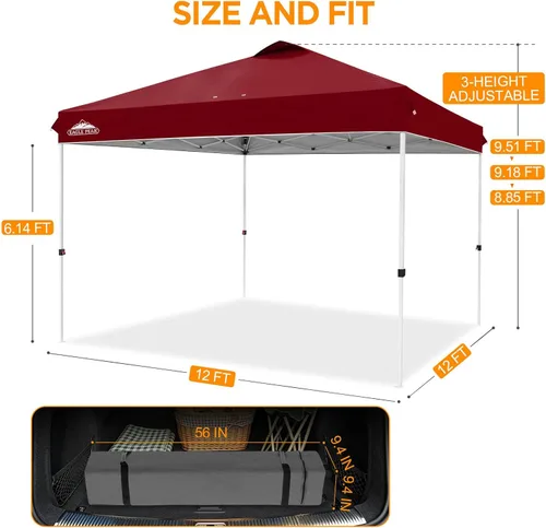 Miniatura 156 de EAGLE PEAK Tienda de campaña desplegable con bolsa de transporte con ruedas, 8 estacas, 4 cuerdas, 4 bolsas de peso, toldo de tienda de campaña