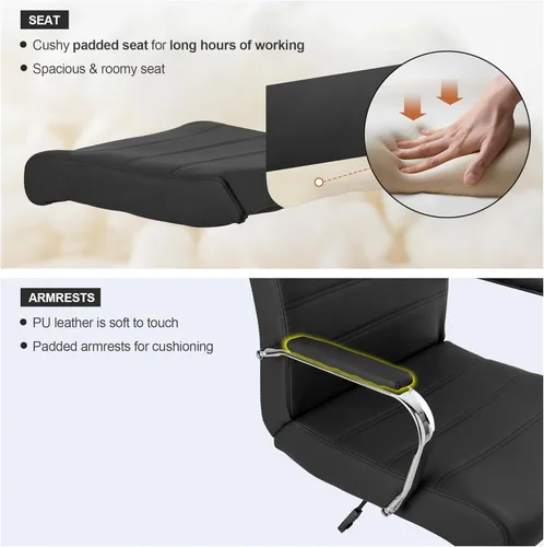 Miniatura 6 de Silla de escritorio de oficina, sillas modernas de cuero para sala de conferencias, silla ergonómica de respaldo alto, silla ejecutiva giratoria