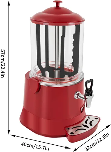 Miniatura 6 de Dispensador comercial de chocolate caliente de 10 L, calentador de bebidas calientes, máquina para hacer chocolate caliente, olla de bebidas Rojo