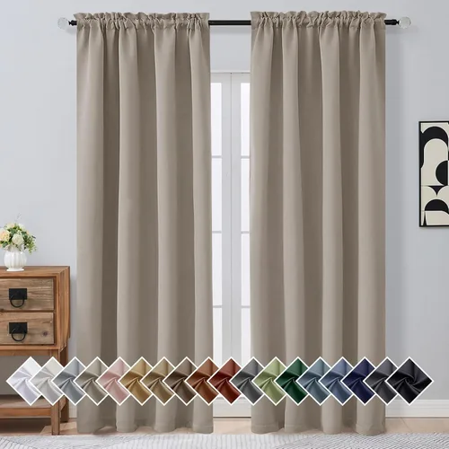 Miniatura 275 de OVZME Cortinas opacas turquesa para tratamiento de ventanas pequeñas, cortinas cortas con bloqueo de luz para ventana de cocina sobre el fregadero
