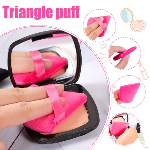 Miniatura 4 de Pimoys 6 Piezas Esponjas de Maquillaje Suaves Triangulares para Rostro para Polvo Suelto y Polvo Fijador, Esponja de Base de Terciopelo Mezcladora