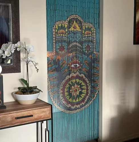 Miniatura 7 de Cortina con cuentas de madera natural, 90 hebras, cuentas de puerta bohemias, cortina bohemia para puerta, 35.5 pulgadas de ancho x 80 pulgadas