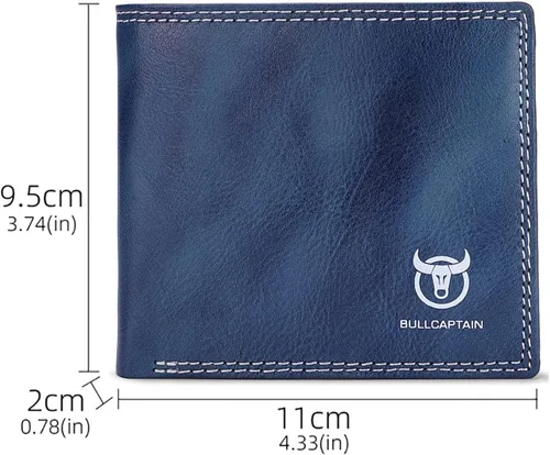 Miniatura 88 de LUKZIJAES Billetera de cuero genuino para hombre, con bloqueo RFID, delgada, plegable, bolsillo frontal, #3-Café, Vintage