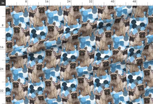 Miniatura 2 de Spoonflower Tela - Bulldog Francés Animales Perros Cachorros Patas Flores Impresas en Tela de Gasa Barrio Gordo - Costura Ropa de Moda Vestidos
