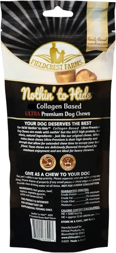 Miniatura 2 de Fieldcrest Farms Nothin' to Hide Golosinas de hueso ultra anudadas de 3 pulgadas, golosinas alternativas naturales de cuero crudo para perros