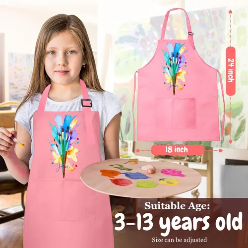Miniatura 5 de Delantal con nombre personalizado para pintar y manualidades, delantal personalizado, regalo de calcetín de Navidad para niños y niñas Agua