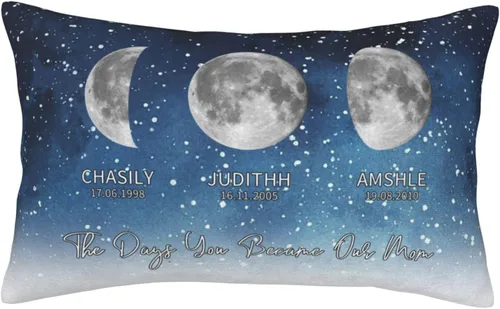 Miniatura 33 de Custom The Day You Became Our Mom Pillow Cover, Personalized Family Birth Moon Phase Pillowcases with Name Birthdate Gift for Mom Dad Father's Day