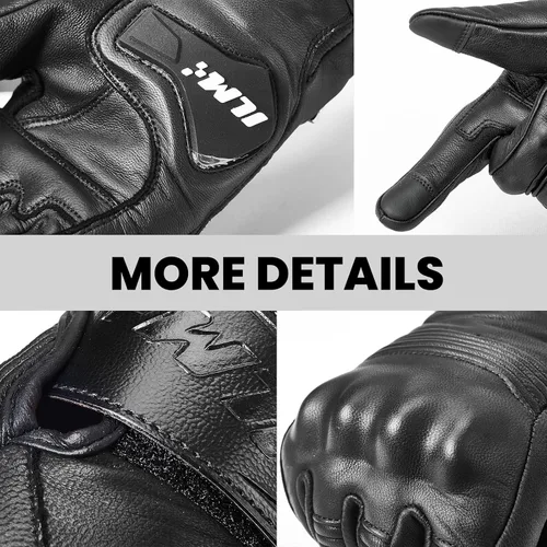 Miniatura 6 de ILM - Guantes de piel de cabra para motocicleta, moto, deportes motorizados, con función para pantalla táctil, para hombre y mujer, modelo DN01