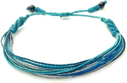 Rumi Sumaq - Pulseras de cuerda estilo surfista para hombres, mujeres y niños — Cordón encerado ajustable con nudo, colores costeros y de playa,