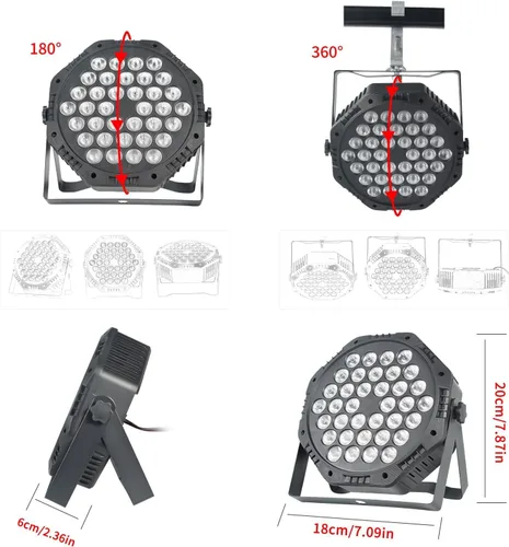 Miniatura 4 de 36 luces LED Par de luces DJ con cable RGB con control activado por sonido iluminación ascendente para bodas, fiestas, clubes, aparatos