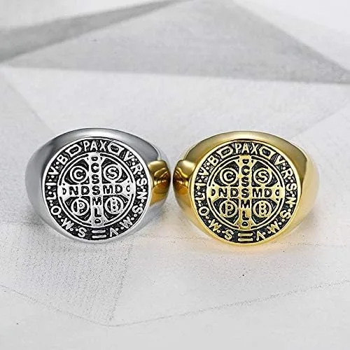 Miniatura 4 de Demon Protection Ghost Hunter CSBP - Anillo católico de San Benito con medalla de exorcismo de acero inoxidable