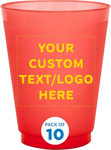 Miniatura 13 de Vasos de plástico esmerilado personalizados para estadios, paquete de 100, texto promocional, logotipo, 16 onzas, vasos de fiesta reutilizables