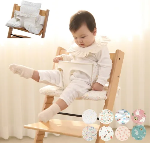 Miniatura 11 de Juego de Cojín Impermeable y Compatible con Stokke Tripp Trapp - Fácil de Limpiar para Recién Nacido - 100% Algodón (Oso de Peluche / 49.5 Piezas)