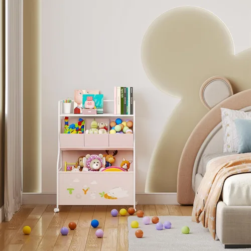 Miniatura 5 de BBLIKE Organizador de Almacenamiento de Juguetes con Ruedas - Caja de Juguetes Grande de 3 Niveles para Niños, Almacenamiento de Cofre de Juguetes