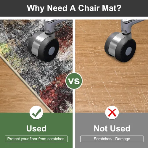Miniatura 4 de Anidaroel Tapete para silla de oficina para suelo de madera dura, 48 x 60 pulgadas, tapete para silla rodante, tapete antideslizante para silla