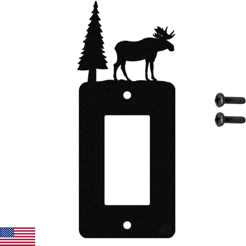 Miniatura 9 de Moose & Cabin - Placa de pared para interruptor de luz de palanca doble (palanca doble, negro) - Fabricado en Estados Unidos