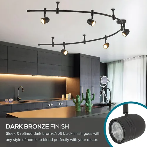 Miniatura 4 de Catalina Lighting Lámpara de Techo con Riel de 96", Bronce Frotado con Aceite, Riel Flexible LED Transicional de 5 Luces, Bombilla Incluida