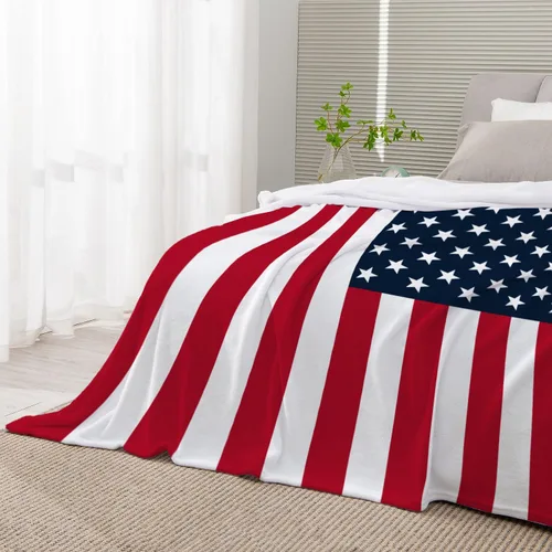 Miniatura 26 de YeeJu Manta de bandera estadounidense para bebé, patriótica para el 4 de julio, Día de los Caídos, 4 de julio, manta de forro polar para niños